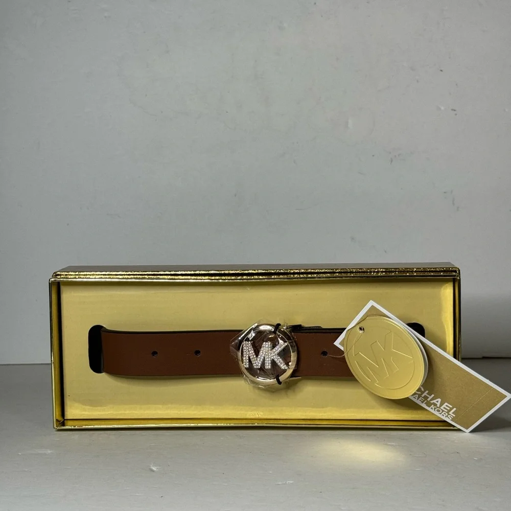 Michael Kors MK Belt Women's Brown With Rhinestones and Logo 28 MM size S/M